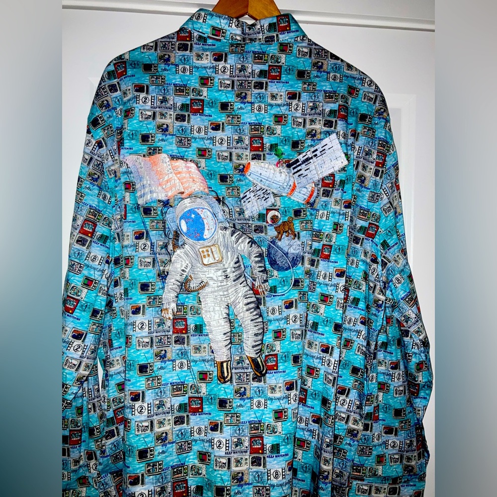 Sz 4X Men’s Robert Graham Stay Tuned TV Print Classic Fit Button-Down Shirt